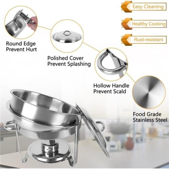 4 Packed Full Size Stainless Steel Chafing Dish Buffet Set - Picture 4 of 7